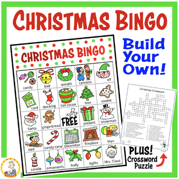 Preview of FREE Christmas Bingo & Crossword Puzzle - Vocabulary, Reading & Spelling