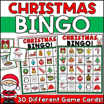 Christmas Bingo Game - 30 Different Bingo Cards by Classroom Compass