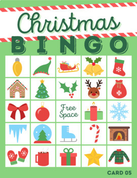 Christmas Bingo Game - 30 unique Bingo cards + calling cards included