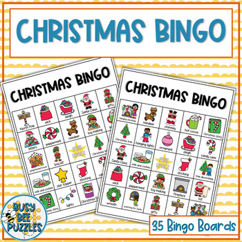 Christmas Bingo Game - 35 Unique Bingo Cards Included by Busy Bee Puzzles