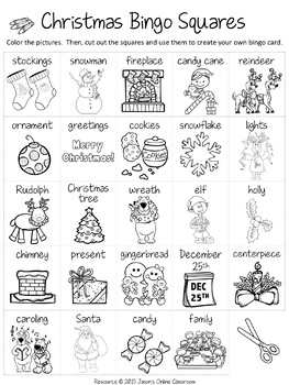 Christmas Bingo Game  Cut and Paste Activities Bingo Template