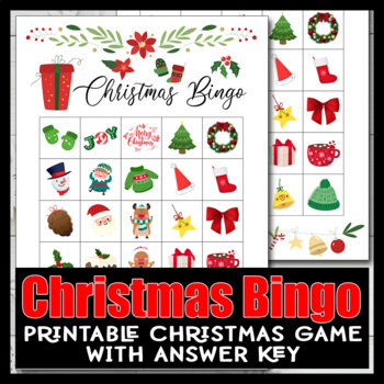 Christmas Bingo Game Flower Template No Prep, 25 Sheets Christmas Bingo PDF