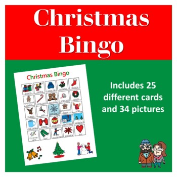 Christmas Bingo Printable Game - 25 Different Boards and 34 Picture Cards