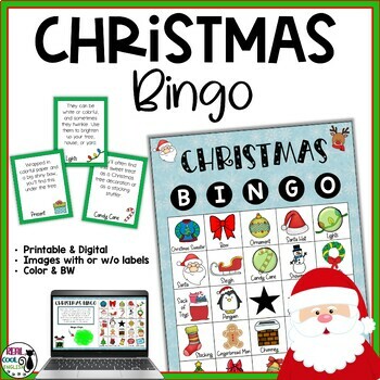 Preview of Christmas Bingo for Listening and Inferencing | Holiday Party Games