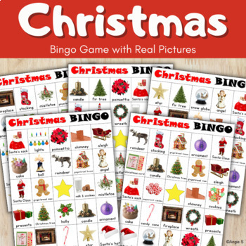 Christmas Bingo Game with Real Pictures | December Vocabulary | TPT