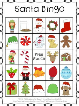 Christmas Bingo by TNBCreations | Teachers Pay Teachers