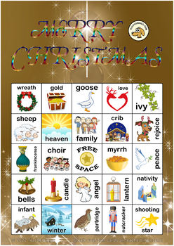 Christmas Bingo Religious 5x5 (5 pages + call sheet) by Teacherbingo