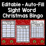 Christmas Sight Word Bingo Game-Editable Auto-Fill- 3 Size