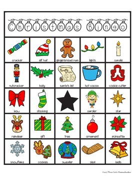 Christmas Bingo with 30 Unique Cards by Three Little Homeschoolers