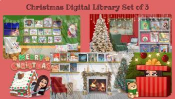 Preview of Google Classroom Christmas Bitmoji Digital Library Scene Jan Brett