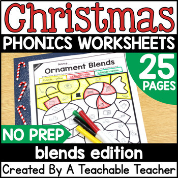 Preview of Christmas Phonics Blends & Digraphs Activities Worksheets Games Decodable Reader