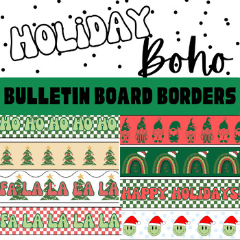 Preview of Christmas Boho Bulletin Board Borders