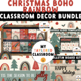 Christmas Boho Rainbow Classroom Decor Bundle