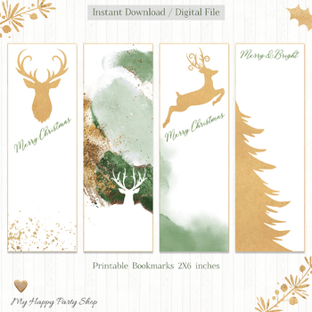 Preview of Christmas Bookmarks, Christmas Bookmarks, Printable, Christmas Gift, PRINTABLE