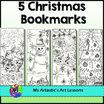 Christmas coloring bookmarks