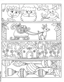 Christmas Coloring Bookmarks, Books Coloring Bookmarks, Bookmarks