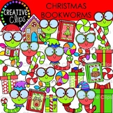 Christmas Bookworms Clipart {Christmas Reading Clipart}