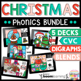 Christmas Boom Cards Phonics Bundle Short Vowels, Digraphs
