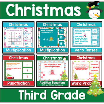 Preview of Christmas Boom Cards Third Grade Bundle