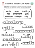 Christmas Handwriting Worksheets - Box and Dot Words