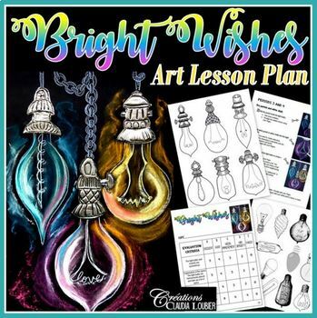 Preview of Christmas : Bright Wishes - Art Lesson Plan