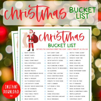 Christmas Bucket List Activity | Holiday Seasonal Brain Break Game
