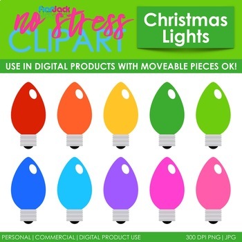 Preview of Christmas Light Bulbs Clip Art (Digital Use Ok!)