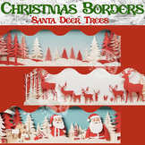 Christmas Bulletin Board Borders, Tree, Reindeer, Santa, R