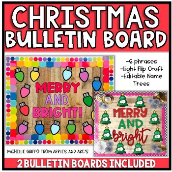 Preview of Christmas Bulletin Board Craft Tree Lights Bulbs