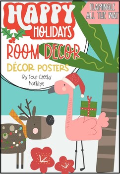 Preview of Christmas Bulletin Board Decor / Tropical Christmas Door Decor Display Posters