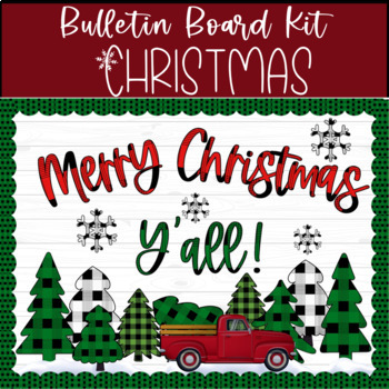 Preview of December Christmas Bulletin Board Kit | Buffalo Plaid