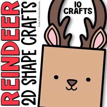 Preview of Christmas Bulletin Board Reindeer Shape Craft | Math Centers 2D Shapes