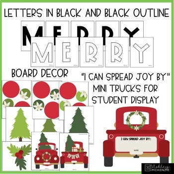 Christmas Bulletin Board or Door Kit - Little Red Truck Theme | TPT