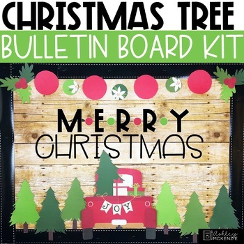 Preview of Christmas Bulletin Board or Door Kit - Little Red Truck Theme