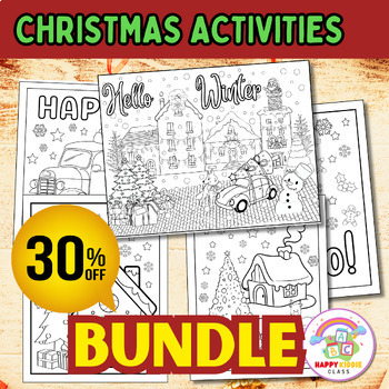 Preview of Christmas Bundle Activities  For Kids, Coloring Bookmarks, Pages, Mazes, Placema