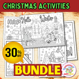 Christmas Bundle Activities  For Kids, Coloring Bookmarks,