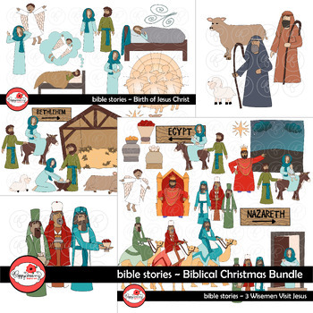 Christmas Bundle - Birth of Jesus and Visit by Wisemen Clipart by ...