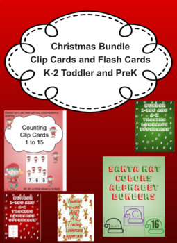 Preview of Christmas Bundle, Clip Cards and Flash Cards, handwriting printable sheets