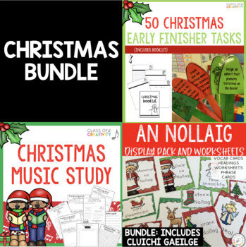 Preview of Christmas Bundle : Numeracy, Literacy, Irish, Music
