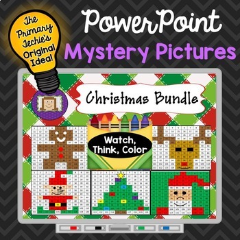 Preview of Christmas Bundle Watch, Think, Color Games - Mystery Pictures
