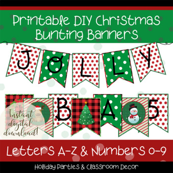 Christmas Bunting Banner Letters and Numbers, Holiday Party Garland ...