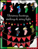Christmas Buntings, Stockings & String Lights clip art set