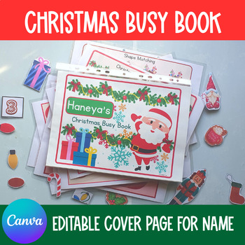 Preview of Christmas Busy Book, Preschool curriculum, Toddler Learning Binder, Homeschool