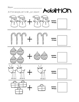 Kindergarten and 1st Grade No Prep Worksheets {Christmas} | TPT