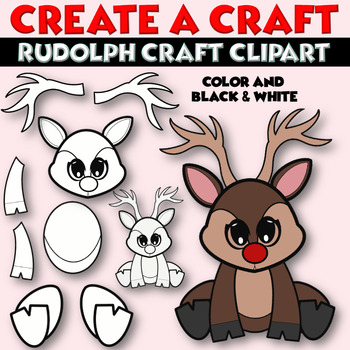Christmas CREATE A Clipart | RUDOLPH THE RED NOSED REINDEER