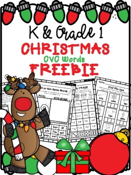 Preview of Christmas CVC Short Vowel Words FREEBIE (Kindergarten & First Grade)