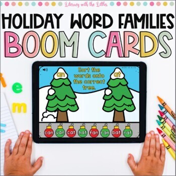 Preview of Christmas CVC Word Families BOOM Cards | Digital Task Cards | Word Sorting