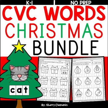 Preview of Christmas CVC Words | BUNDLE | Trees | Gifts | Ornaments | Gingerbread Man