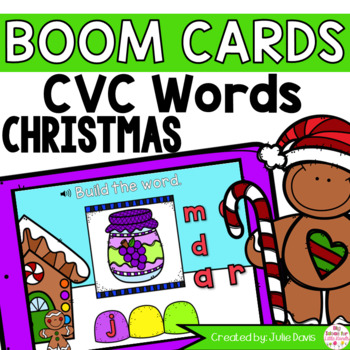Preview of Christmas CVC Words Digital Game | Gingerbread Boom Cards™
