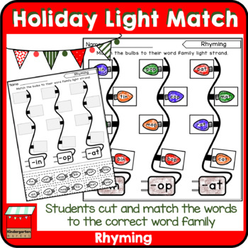Preview of Christmas CVC Words Rhyming and Word Families | Holiday Lights